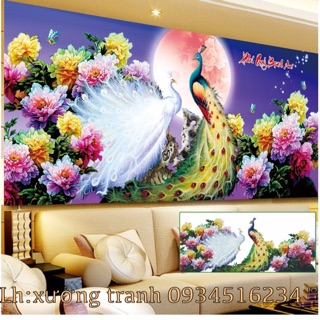 Tranh đính đá phú quý bình an kt160x75cm