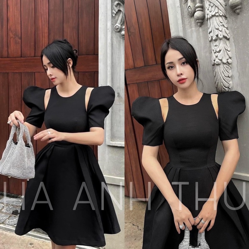 Váy Khoét Vai Tay Bồng Thiết Kế - Hàng Loại 1