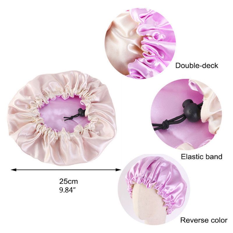 Mũ Chemo Hai Lớp Bằng Satin Màu Sắc Tươi Sáng Có Thể Điều Chỉnh Kích Thước Dùng Khi Ngủ Mùa Hè Cho Trẻ Em