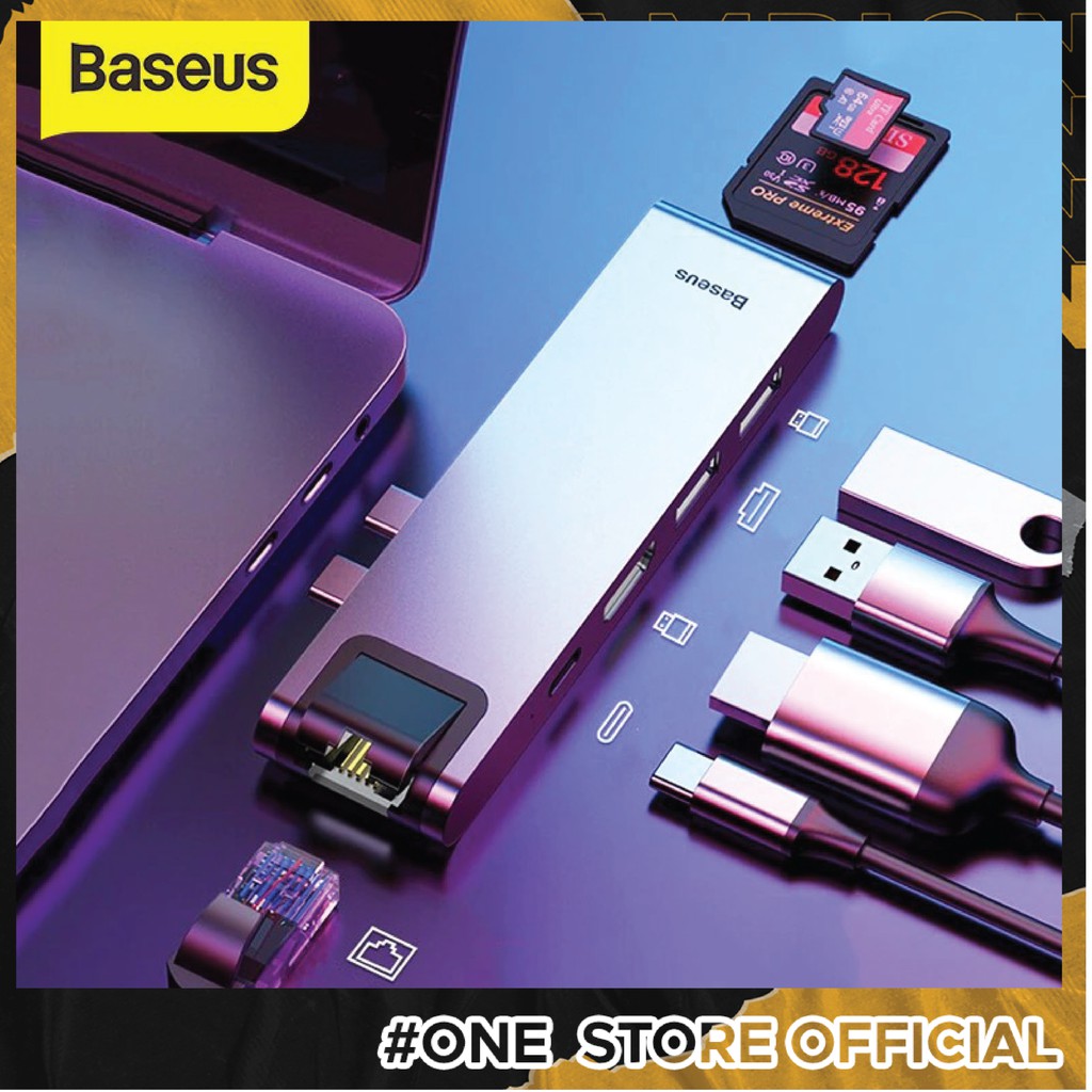 Hub chuyển Baseus Thunderbolt C Pro 7 in 1 Smart Hub cho Macbook Pro 2016/ 2017/ 2018