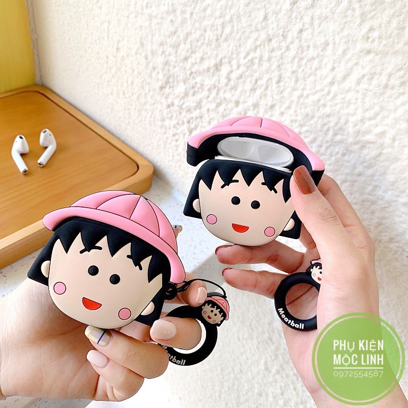 ☘️Tặng kèm móc treo☘️Case Airpod 1 2- Vỏ bao bọc Chibi Maruko Cover đựng tai nghe không dây Airpods