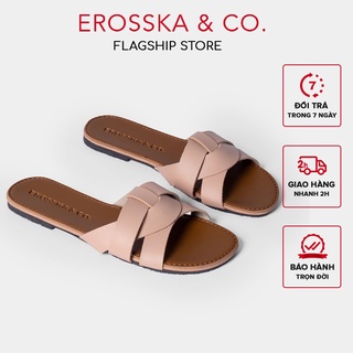 Erosska - dép đi biển thời trang erosska 2021 đan chéo đế bệt de028