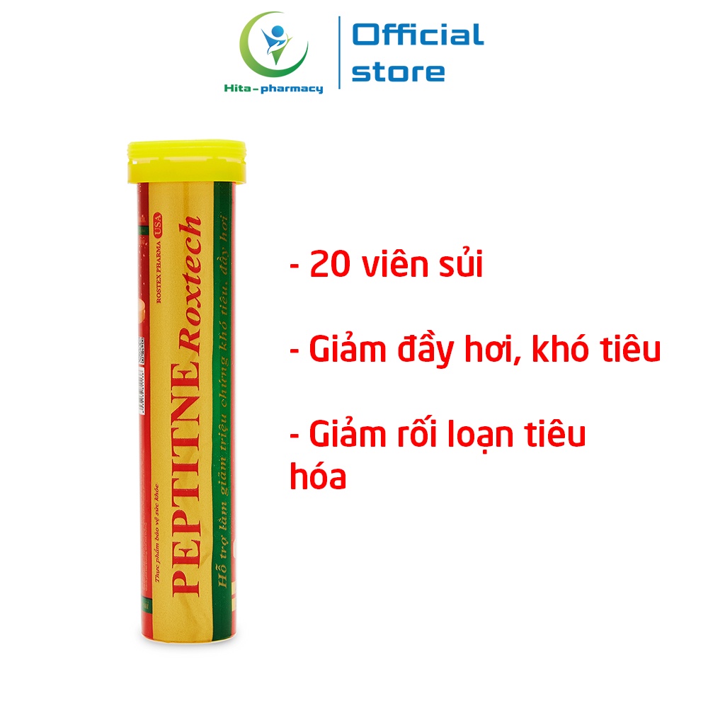 Viên sủi tiêu hóa giảm đầy hơi, khó tiêu, chướng bụng - 20 viên [PEPTITNE Roxtech 20 viên]