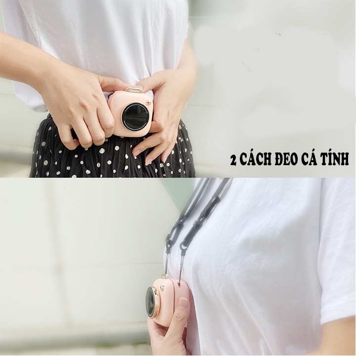 Quạt đeo cổ mini thời trang phong cách retro camera