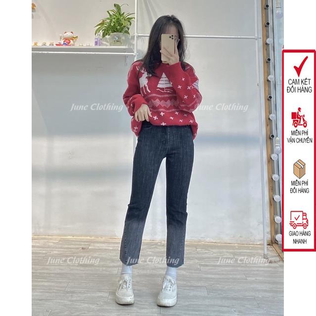 Áo len nữ hot trend Noel J689 hoạ tiết cây thông tuần lộc cực xinh