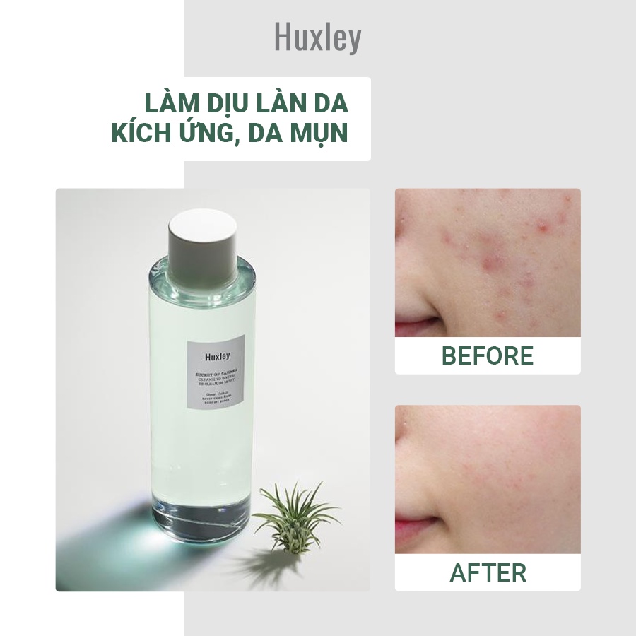 Nước Tẩy Trang Chiết Xuất Xương Rồng Huxley Cleansing Water : Be Clean, Be Moist 200ml