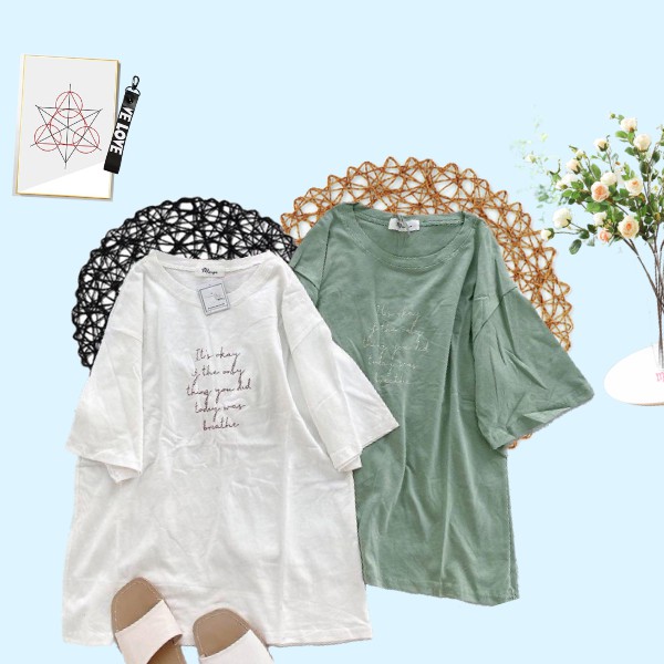 áo thun nữ tay lỡ form rộng in chữ thời trang cá tính 0085