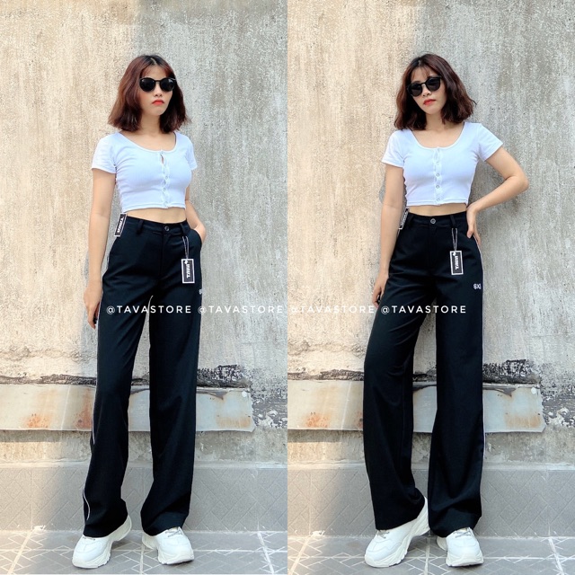 Quần suông đen - piping black pant