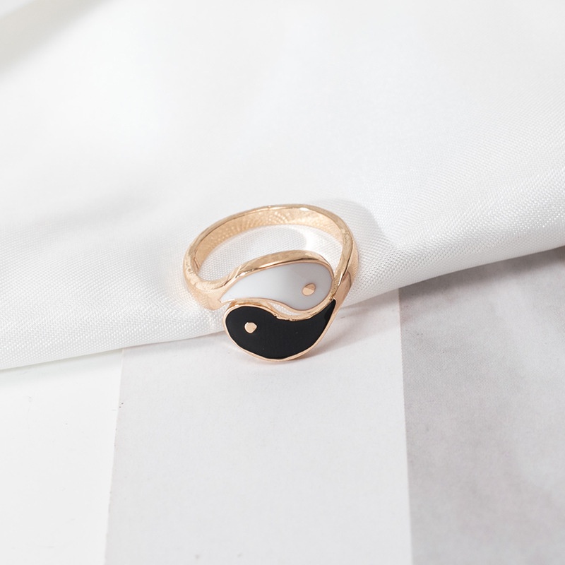 Nhẫn Hở Hình Bát Quái Âm Dương Phong Cách Gothic Sáng Tạo Có Thể Điều Chỉnh Thời Trang Unisex