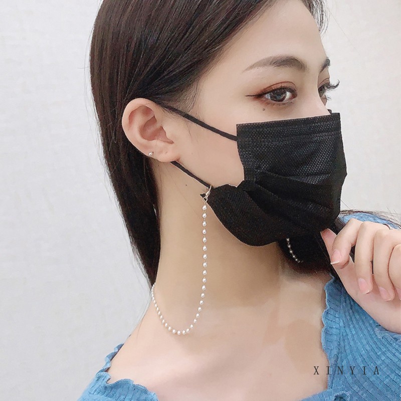Dây Đeo Mặt Nạ Chống Thất Lạc Đính Hạt Ngọc Trai Và Pha Lê
