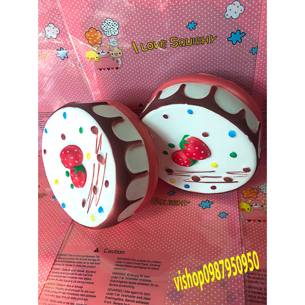 Squishy Lớn JUMBO Hình bánh gato 2 dâu Đồ Chơi Xốp Giảm Stress Hình mềm mịn dễ Thương đàn hồi Cho Bé