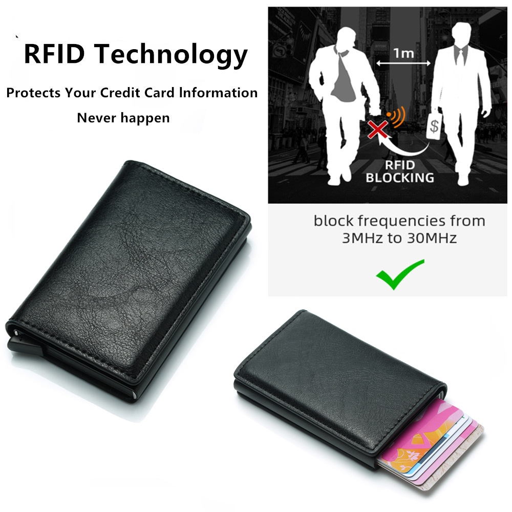 Ví Da Đựng Thẻ Ngân Hàng Siêu Mỏng Chống Rfid Cho Nam Nữ