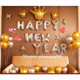 Set bóng trang trí Happy New Year ,phụ kiện bóng sinh Nhật