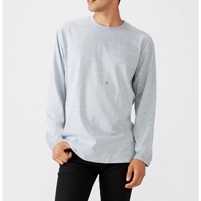Áo thun trơn tay dài phong cách Hàn Quốc form rộng unisex