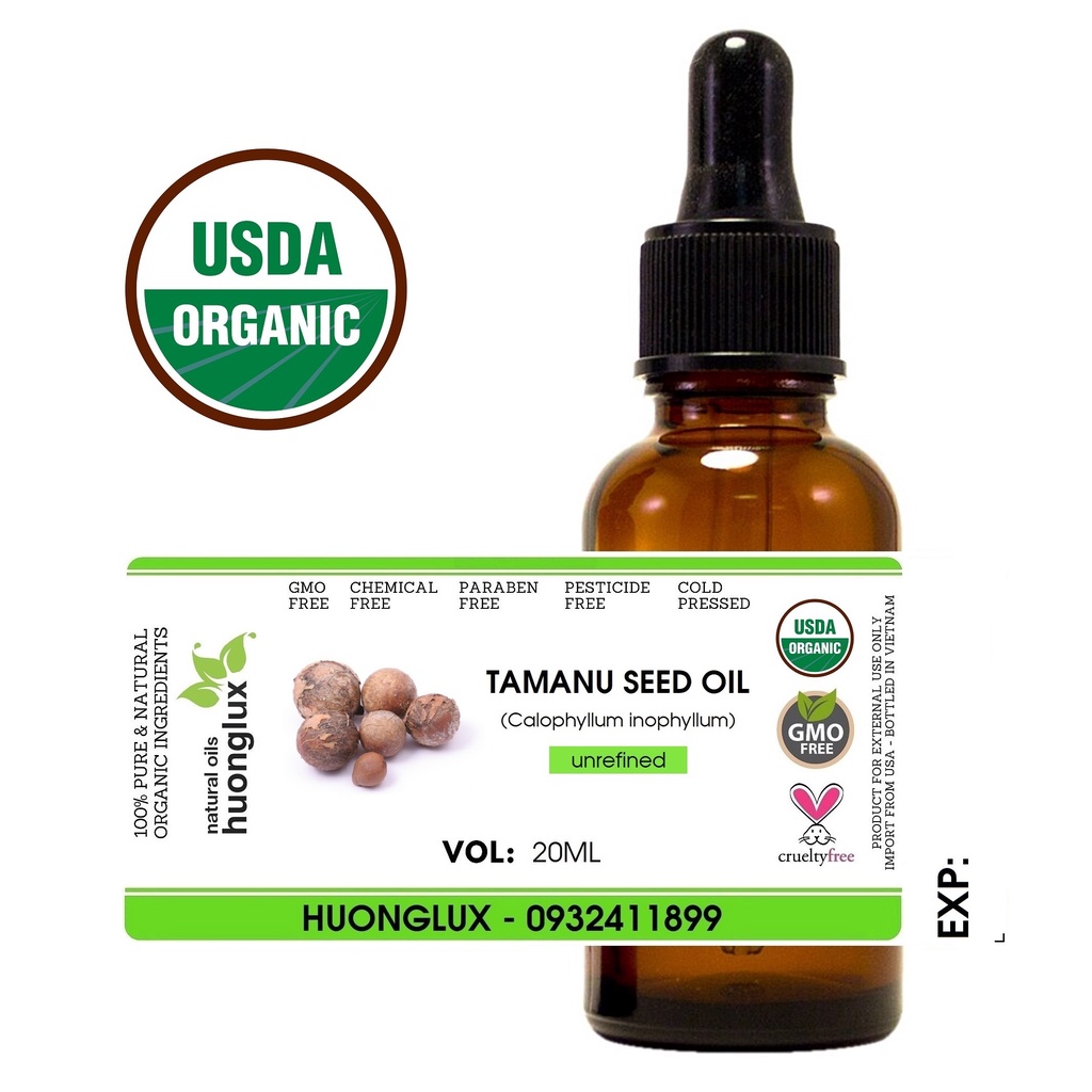 USDA Organic dầu Mù u Tamanu oil nguyên chất cho các vấn đề về da (mù u xanh) | BigBuy360 - bigbuy360.vn