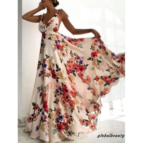 Đầm nữ dáng dài phối họa tiết bông hoa độc đáo