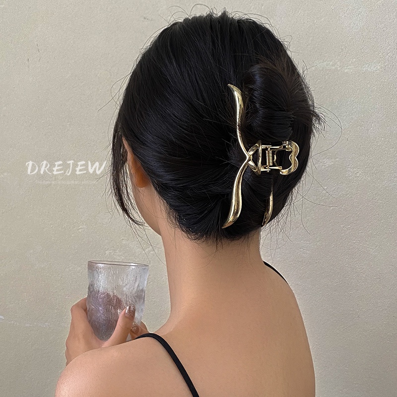 DREJEW Kẹp tóc kim loại phong cách hoàng gia Hàn Quốc thời trang cổ điển