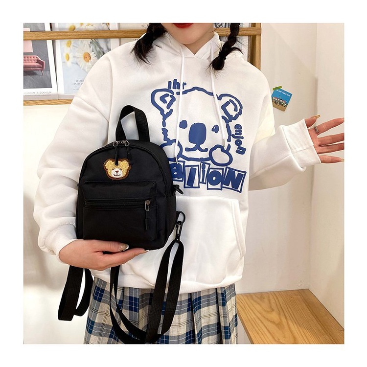 Ba Lô Vải Canvas Hình Gấu Hoạt Hình Đáng Yêu Cho Bé Đi Học/Du Lịch