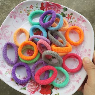 Túi 48 thun cột tóc màu/đen cở nhỏ bản 1cm (Hàng Việt Nam,có mùi)