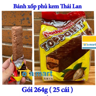 Bánh xốp phủ kem socola toppoint thái lan gói 25 cái 264g.