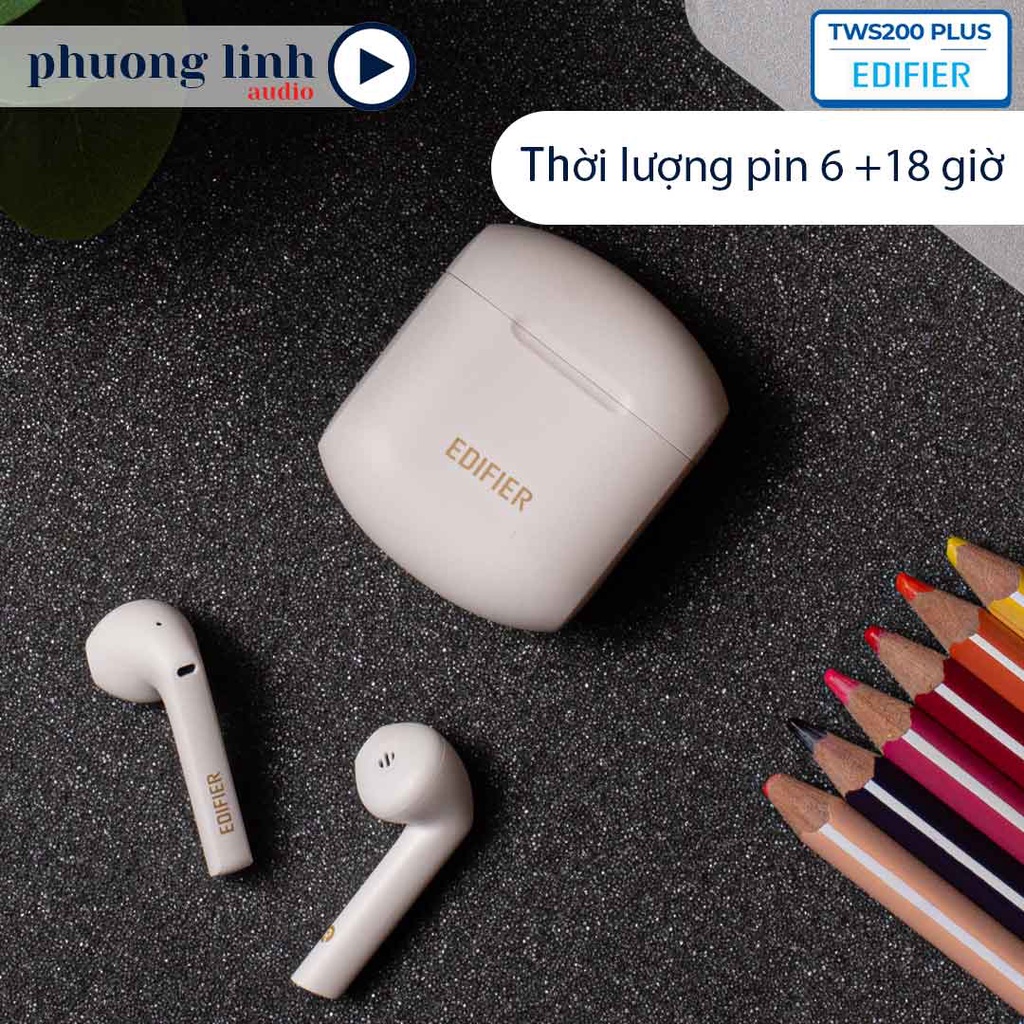 Tai nghe bluetooth 5.2 Edifier TWS200 Plus - Giải mã âm thanh aptX Pin 24 giờ Khử ồn đàm thoại - Chính hãng