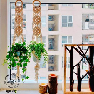 [CÓ SẴN] Dây treo cây, giỏ treo cây macrame, dây treo cotton