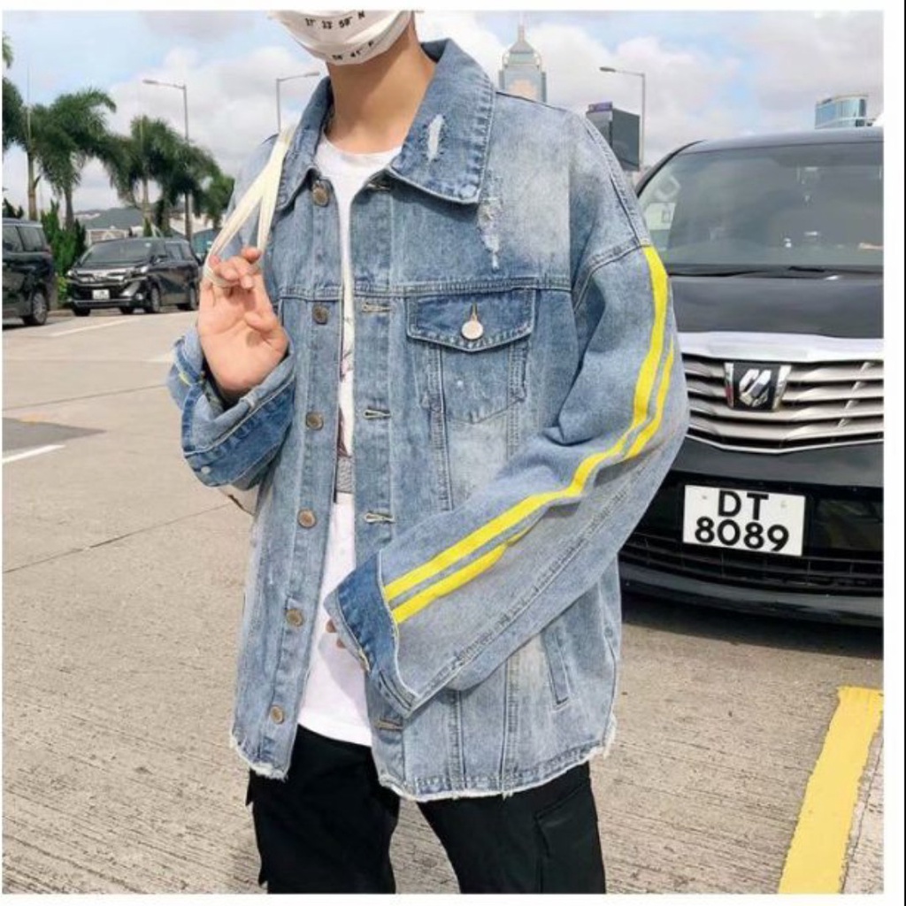 Áo Khoác Jean Nam Nữ Sọc Thể Thao Unisex Thời Trang Trung Hàn HÀNG QCCC Mẫu Mới Nhất J888