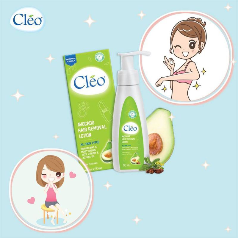 Kem Bơ Tẩy Lông Tay, Chân, Nách, Bikini Dạng Sữa Cleo Dưỡng Chất Từ Bơ Giúp Da Mịn Màng 90ml