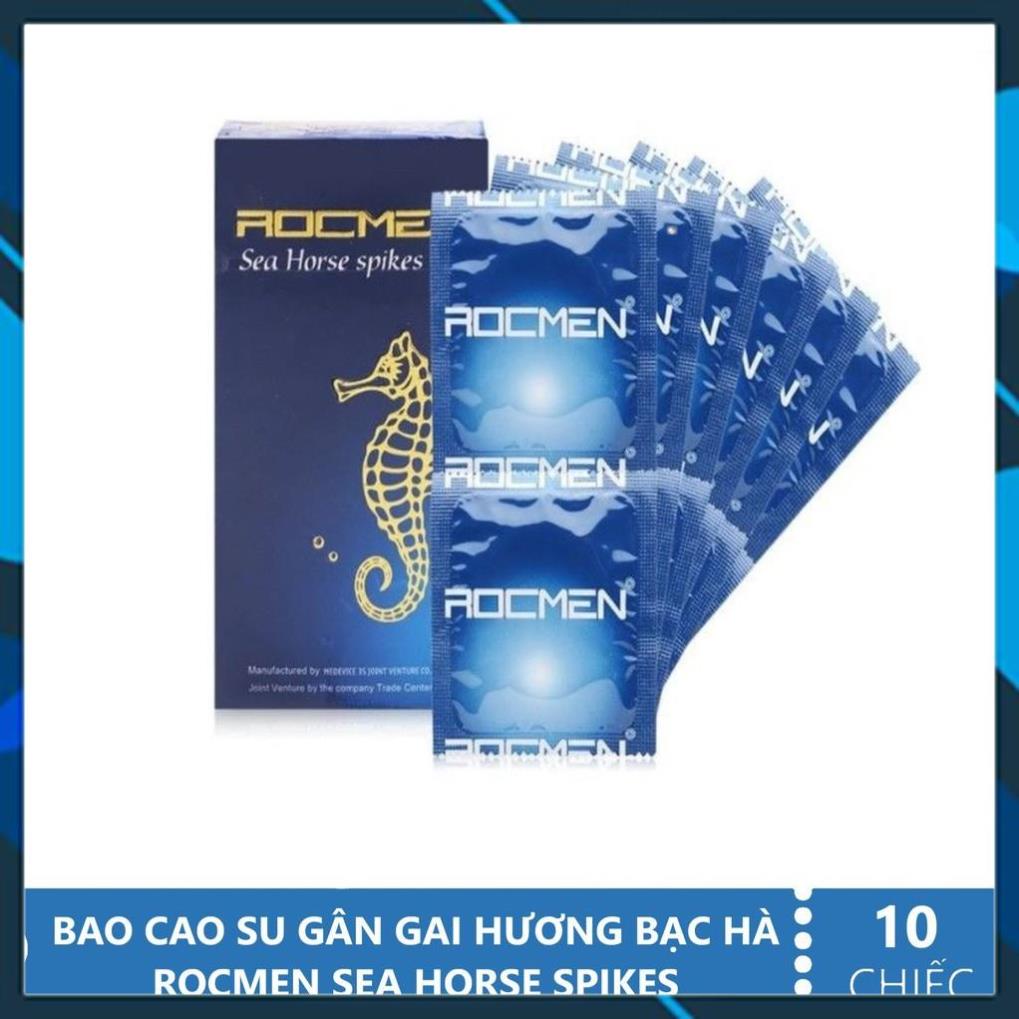 Bao Cao Su Gân Gai Tăng Khoái Cảm 10 chiếc Rocmen Brazil Cá ngựa xanh