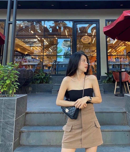 ⚡️BÁN SỈ⚡️ Chân váy cạp cao túi giả có lót quần