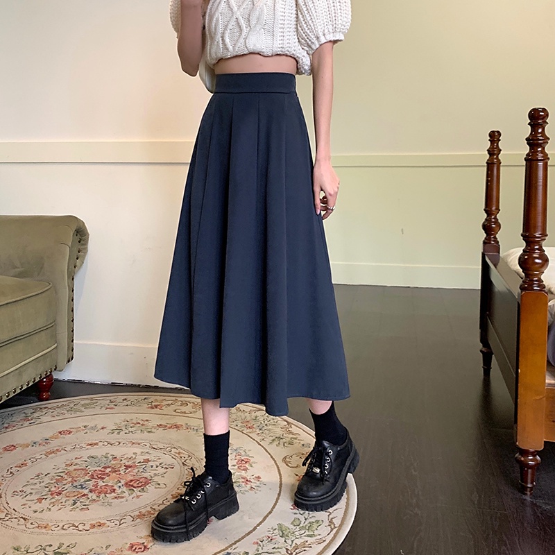 Chân váy midi chữ A lưng cao dáng rộng 48549