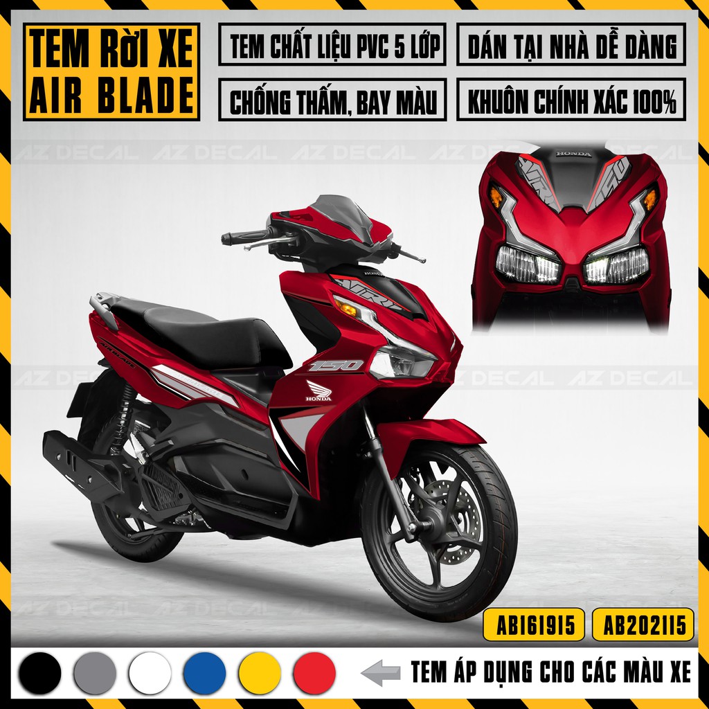 Tem Xe Airblade 2016 - 2022 Mẫu 150 | AB15 | Chất Liệu Decal PVC Cao Cấp Chống Nước, Chống Bay Màu