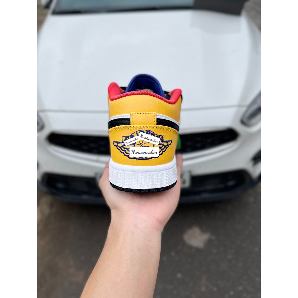 Giày JD Xanh Trắng Gót Vàng