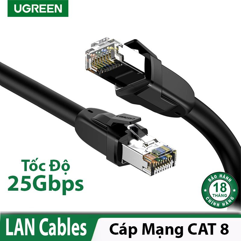 Cáp mạng CAT8 RJ45 Cao Cấp Ugreen 70328 70329 70330 70172 (S/FTP hổ trợ 25Gbps 2000MHz) Chính Hãng NW121