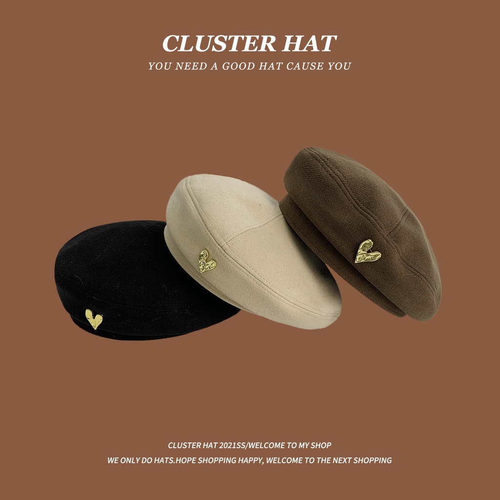 Mũ nồi vải len nhiều màu kiểu Pháp thanh lịch cho nữ