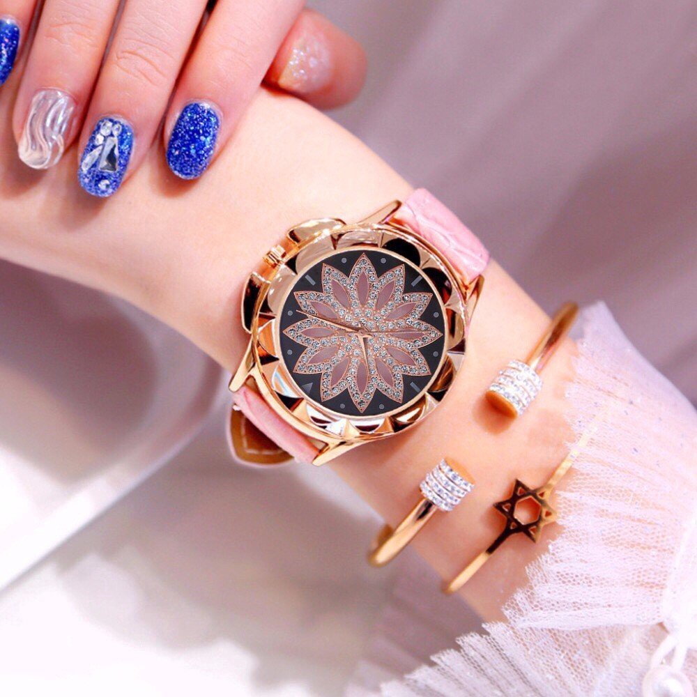 ĐỒNG HỒ THỜI TRANG NỮ DÂY DA BUSSI MẶT HOA