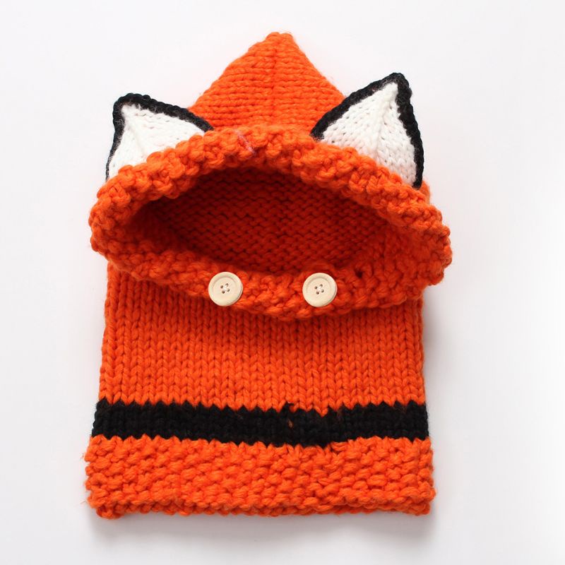 Mũ Dệt Kim Trùm Đầu Kiêm Khăn Choàng Cổ Đan Móc Hình Thú Hoạt Hình Thời Trang Mùa Đông Cho Bé