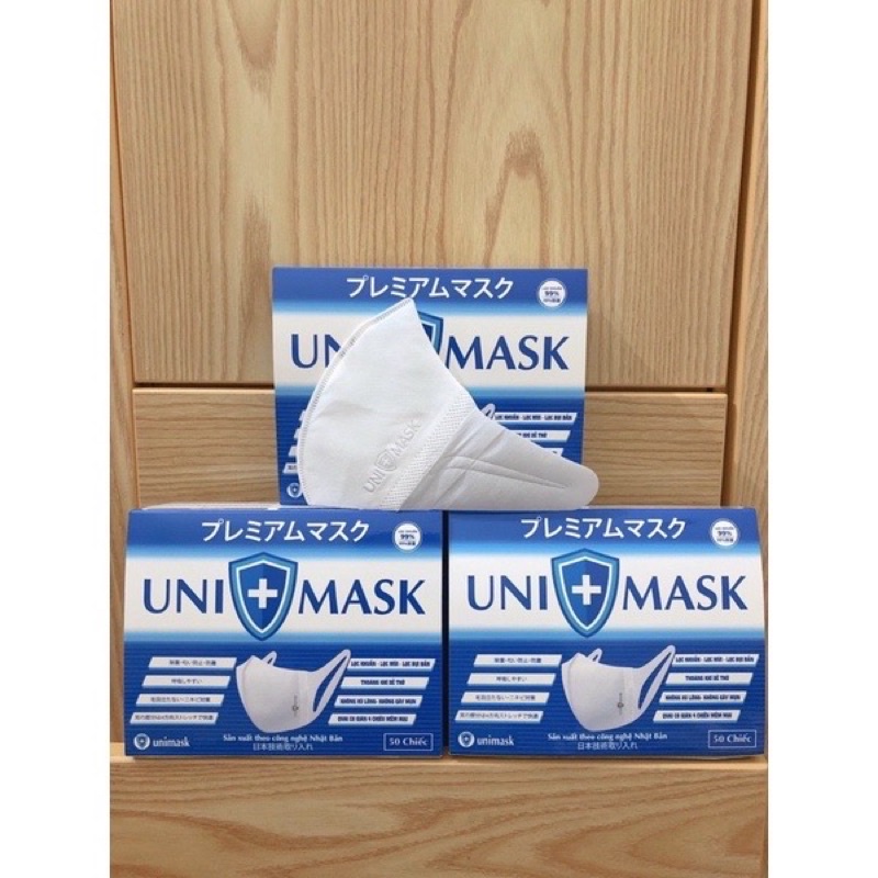 Khẩu trang 3D công nghệ nhật bản Uni Mask kháng khuẩn-Hàng đóng hộp 50c