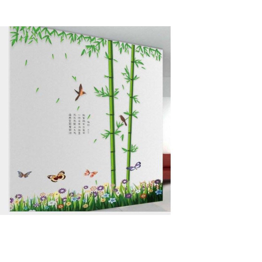 Combo decal cây trúc và chân tường hoa bướm BINBIN PK214 (kích thước:160x180cm)