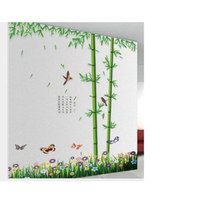 Combo decal cây trúc và chân tường hoa bướm BINBIN PK214 (kích thước:160x180cm)