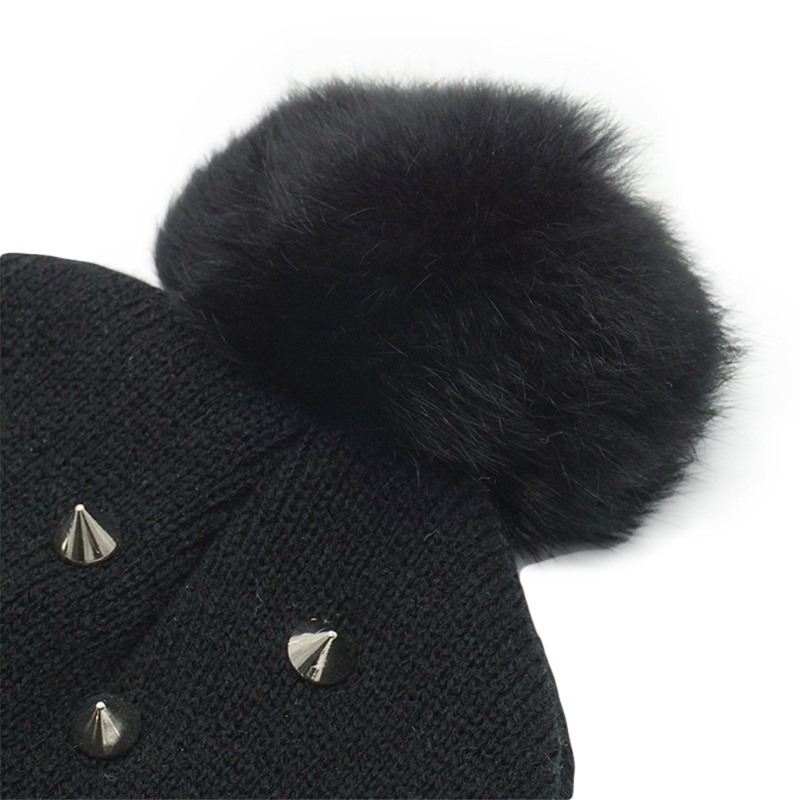 Mũ Beanie Dệt Kim Màu Đen Phong Cách Hiphop Thời Trang Mùa Đông Cho Nữ