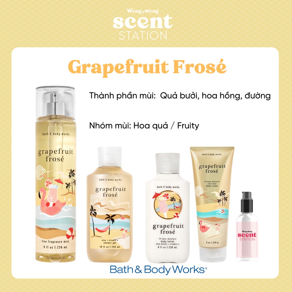 Bộ Sản Phẩm Chăm Sóc Cơ Thể Toàn Diện BBW mùi  Grapefruit Frose