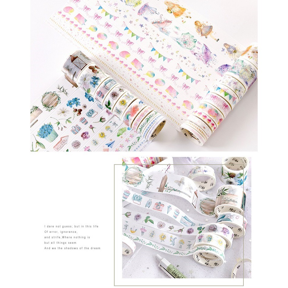 Set 20 cuộn băng dính / washi tape WT210 Gachini