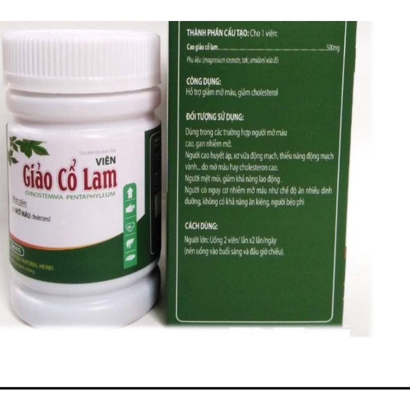 Viên uống Giảo cổ lam lọ 100 v,hỗ trợ giảm mỡ máu cholesterol
