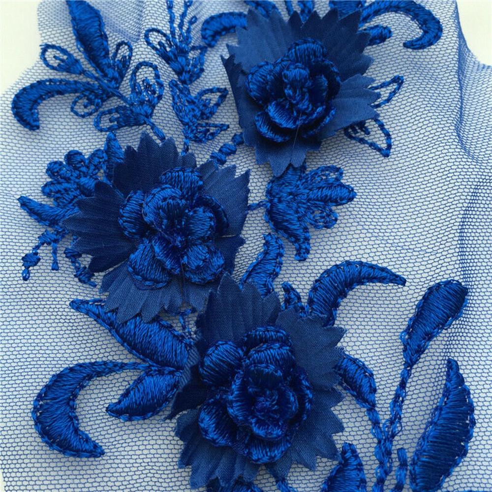 HCHCPhụ kiện hình hoa bằng vải tuyn phối ren đính ngọc trai thêu trang trí váy cưới/ quần áo thủ công DIY