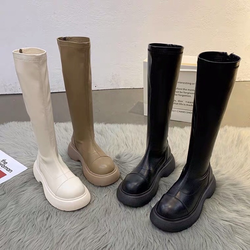 [Order - Có ảnh thật] Boot nữ, boot đùi nữ da trơn đế cao 5 cm