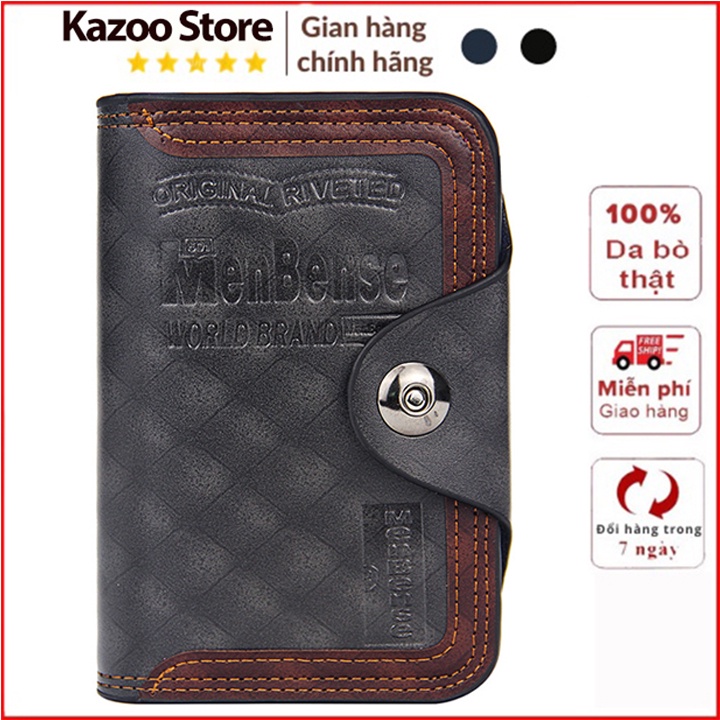 Bóp Ví Nam Đứng Menbense Thiết Kế Gập Ba Thông Minh Cao Cấp Kẻ Caro Thời trang Hàn Quốc Đựng Được Nhiều Thẻ