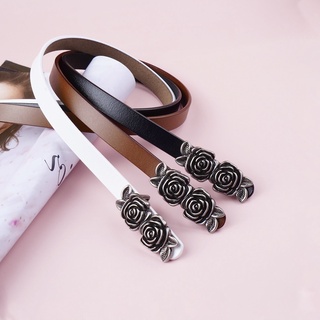Thắt lưng nữ da thật bản nhỏ, dây lưng nữ thắt váy mặt hoa vintage - Kimy Store