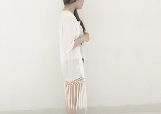 Kimono Tua Rua Dây Đan (Trắng-Đen)
