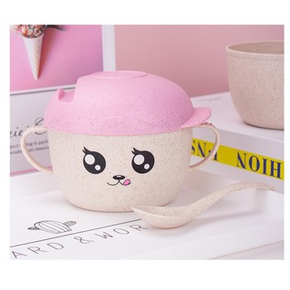 Bát Ăn Dặm Lúa Mạch Cho Bé Có Nắp Đậy Kèm Thìa